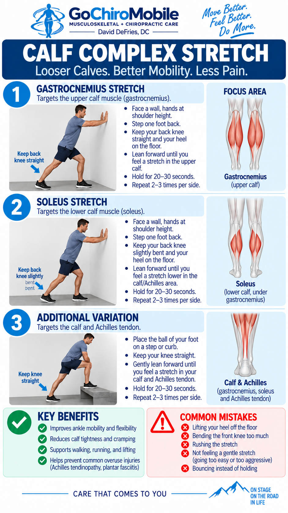 Calf Complex Stretch exercise guide from Go Chiro Mobile